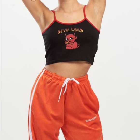 👹 devil child red black crop top tank cami 👹 - Picture 3 of 4